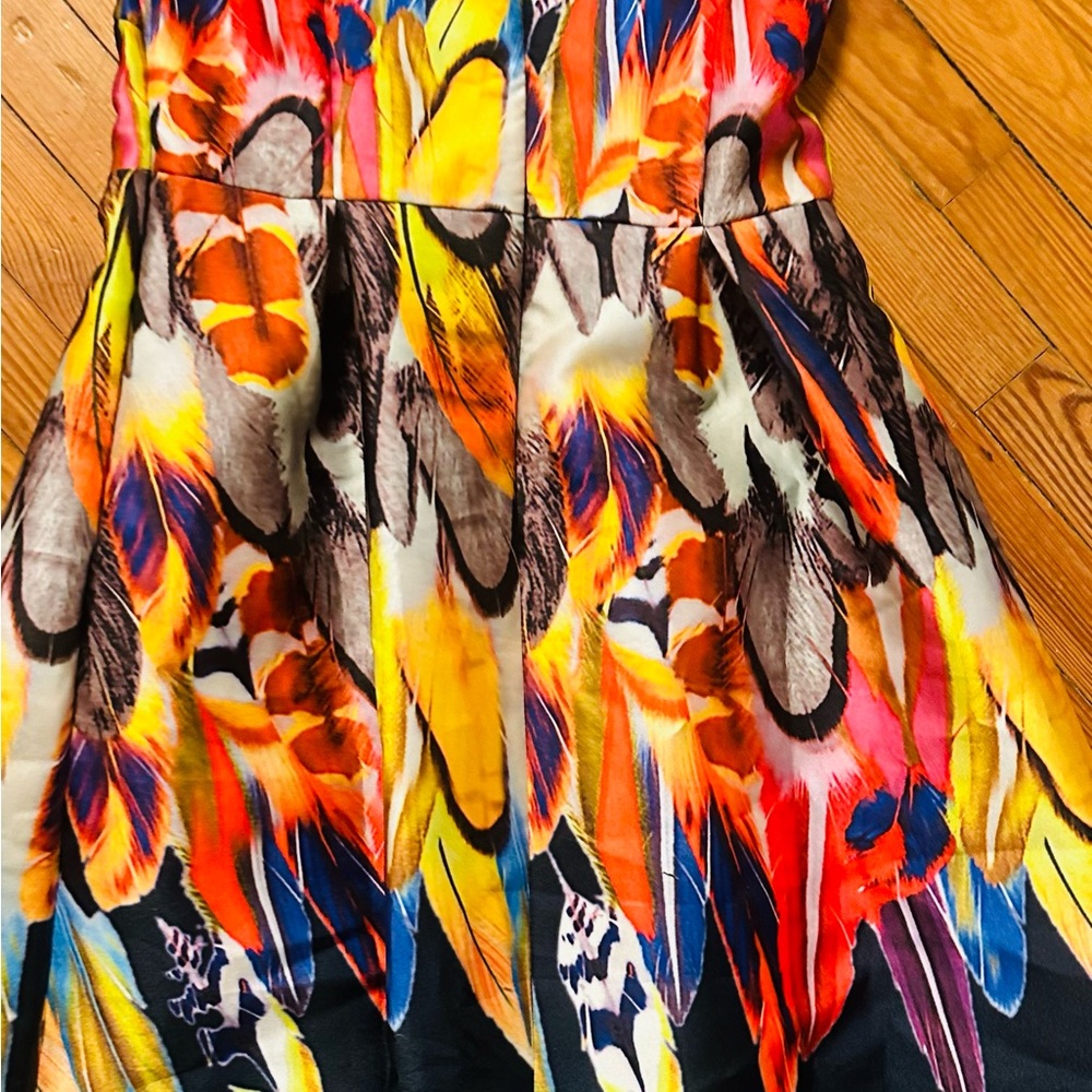 Vibrant Feather Print Dress from Europe